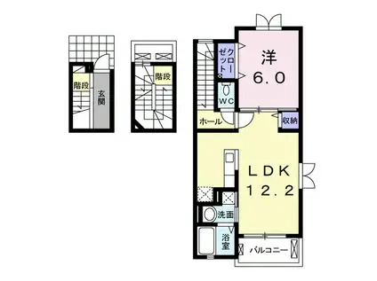 パストラージュSⅢ(1LDK/3階)の間取り写真