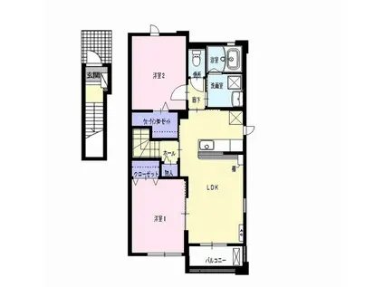チェリッシュⅡ(2LDK/2階)の間取り写真