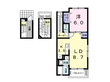 サントル ユナゴ(1LDK/3階)の間取り写真