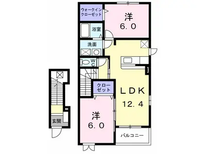 ヴァーサⅠ(2LDK/2階)の間取り写真