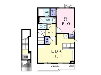 アルモニーA(1LDK/2階)の間取り写真