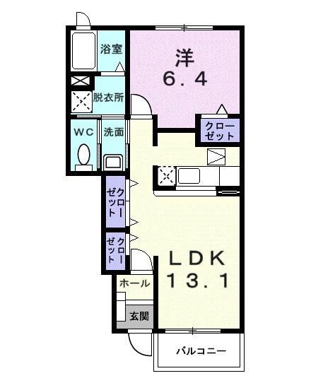デスパシオⅡ(1LDK/1階)の間取り写真