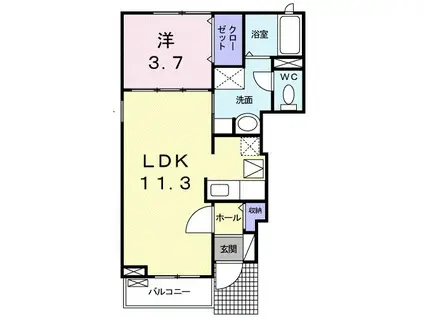 クレール・ファミーユⅡ(1LDK/1階)の間取り写真