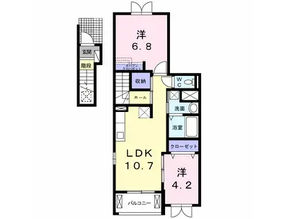 フォルシュⅢ(2LDK/2階)の間取り写真