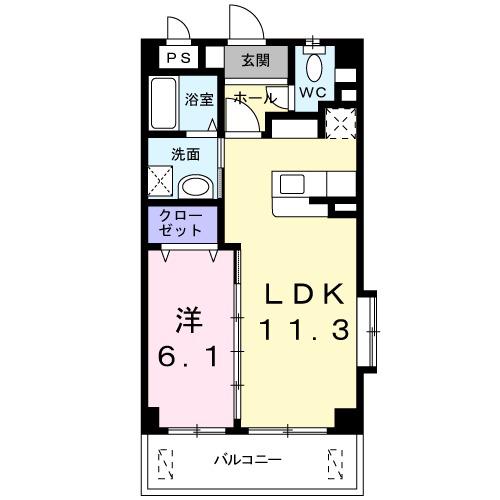エムズガーデンⅡ(1LDK/3階)の間取り写真