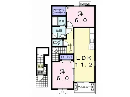 ラウンド・リバーⅡ(2LDK/2階)の間取り写真