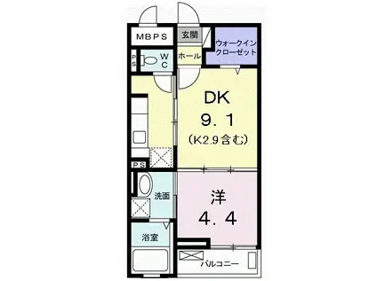 サンリット スクエア(1LDK/2階)の間取り写真