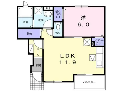 東京KSニューレジデンス(1LDK/1階)の間取り写真
