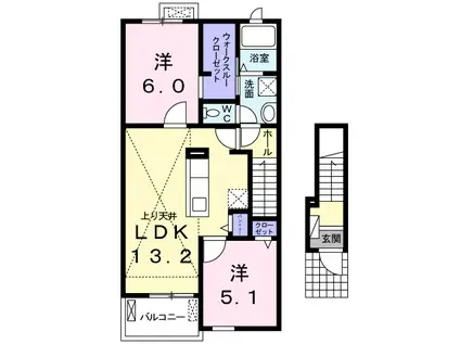 ブライド・マーベラス S(2LDK/2階)の間取り写真