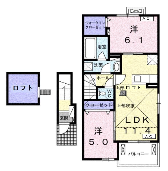 MIYAURA Ⅰ(2LDK/2階)の間取り写真