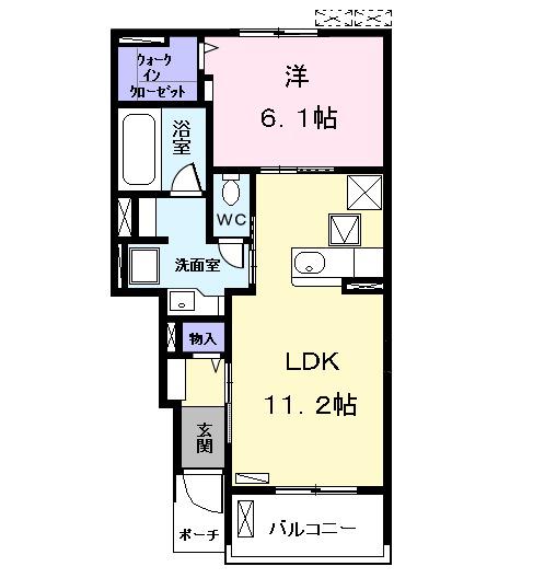クラルス Ⅰ(1LDK/1階)の間取り写真