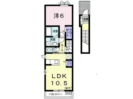 カーサ・カタリナ(1LDK/2階)の間取り写真