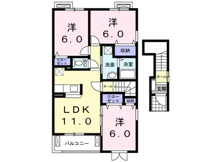 サニープラシードⅢ(3LDK/2階)の間取り写真