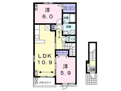 サバ-ビアン(2LDK/2階)の間取り写真