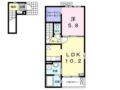 リトルグローブⅢ(1LDK/2階)の間取り写真