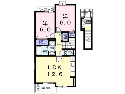 サン・フィオーレⅣ(2LDK/2階)の間取り写真