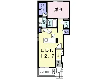 メル コリーヌ Ⅱ(1LDK/1階)の間取り写真