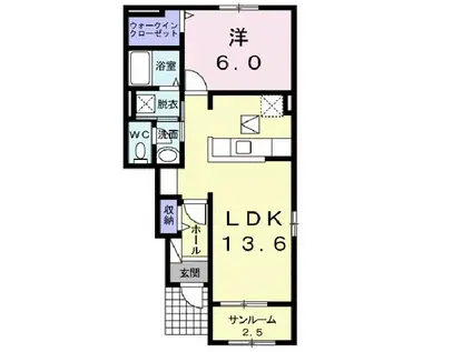 ラ・メゾン・リアンジュⅠ(1LDK/1階)の間取り写真