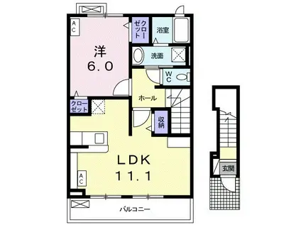 サンリット東鶉 Ⅱ(1LDK/2階)の間取り写真