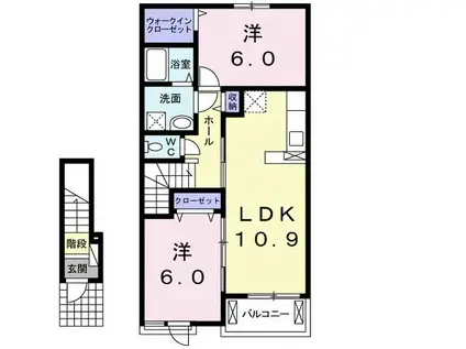 東海道本線 浜松駅 バス乗車時間：9分 三島西バス停で下車 徒歩6分 2階建 築12年(2LDK/2階)の間取り写真