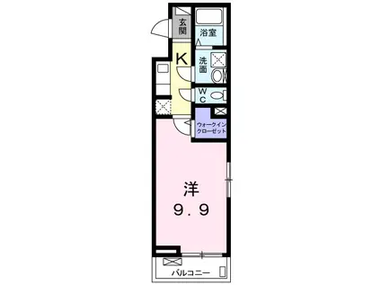 パレ・ドュ・アムール(1K/2階)の間取り写真