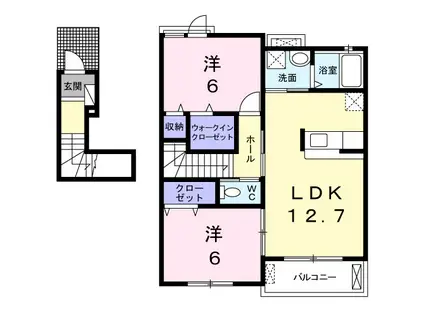 ハーバサイド(2LDK/2階)の間取り写真