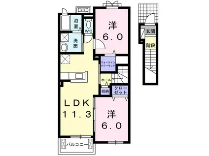 ファミールあかね(2LDK/2階)の間取り写真