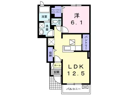 グラースⅠ(1LDK/1階)の間取り写真