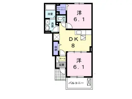 エスペランサⅡ(2DK/1階)の間取り写真