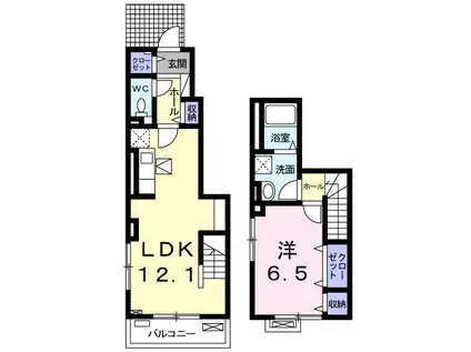 アネラ湘南Ⅱ(1LDK/1階)の間取り写真