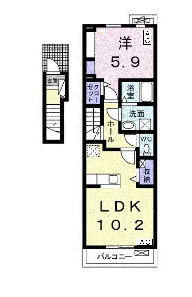 ベル リアン Ⅰ(1LDK/2階)の間取り写真