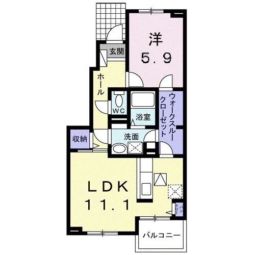 ベルリュミエール3(1LDK/1階)の間取り写真