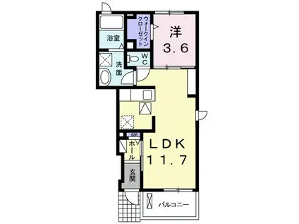 サニープレイス Ⅱ(1LDK/1階)の間取り写真