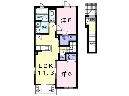 ベル シャーンス Ⅰ(2LDK/2階)の間取り写真