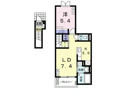 フェリシア(1LDK/2階)の間取り写真