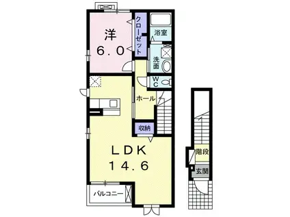 プリートⅢ(1LDK/2階)の間取り写真