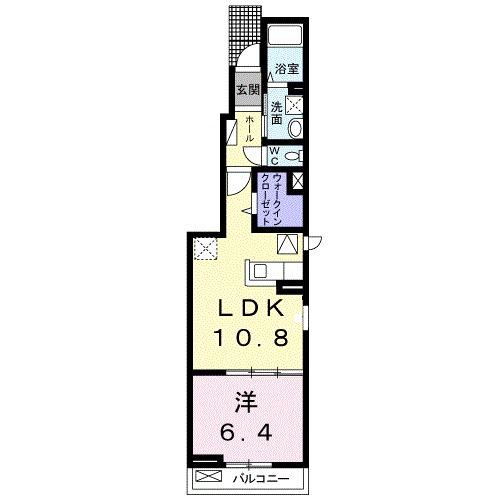 ラティアⅡ A(1LDK/1階)の間取り写真