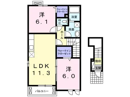 メゾン・ド・ヌーヴォーⅡ(2LDK/2階)の間取り写真