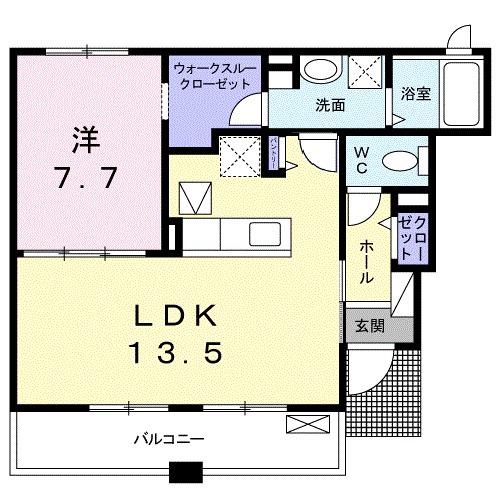 メゾンヒルズ(1LDK/1階)の間取り写真