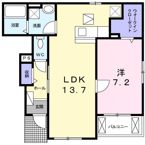 R・SグランツⅢ(1LDK/1階)の間取り写真