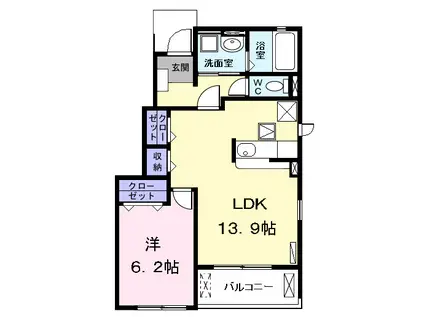 エスペランサ Ⅰ(1LDK/1階)の間取り写真
