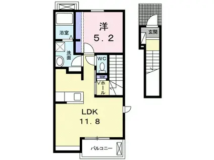 ジェルメ南葛西Wー2(1LDK/2階)の間取り写真