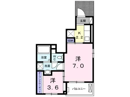 サニーヒルレオⅠ(1SK/1階)の間取り写真