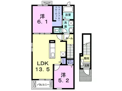 エル住吉Ⅰ(2LDK/2階)の間取り写真