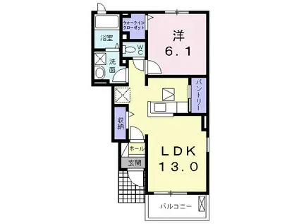 グランジェロⅠ(1LDK/1階)の間取り写真