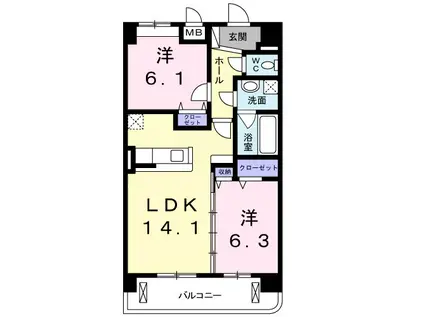 アルコ・イーリス(2LDK/4階)の間取り写真