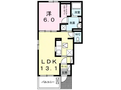 サンライズⅢ(1LDK/1階)の間取り写真