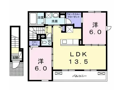 コッティ・ベリー Ⅰ(2LDK/2階)の間取り写真