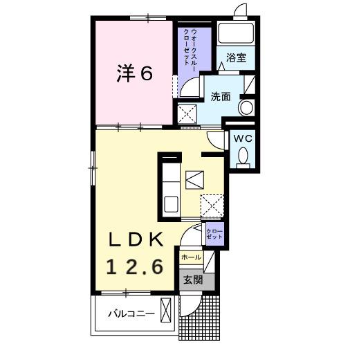 リヴェール(1LDK/1階)の間取り写真