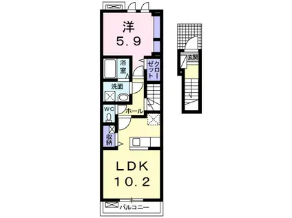 マウンド ツリー(1LDK/2階)の間取り写真